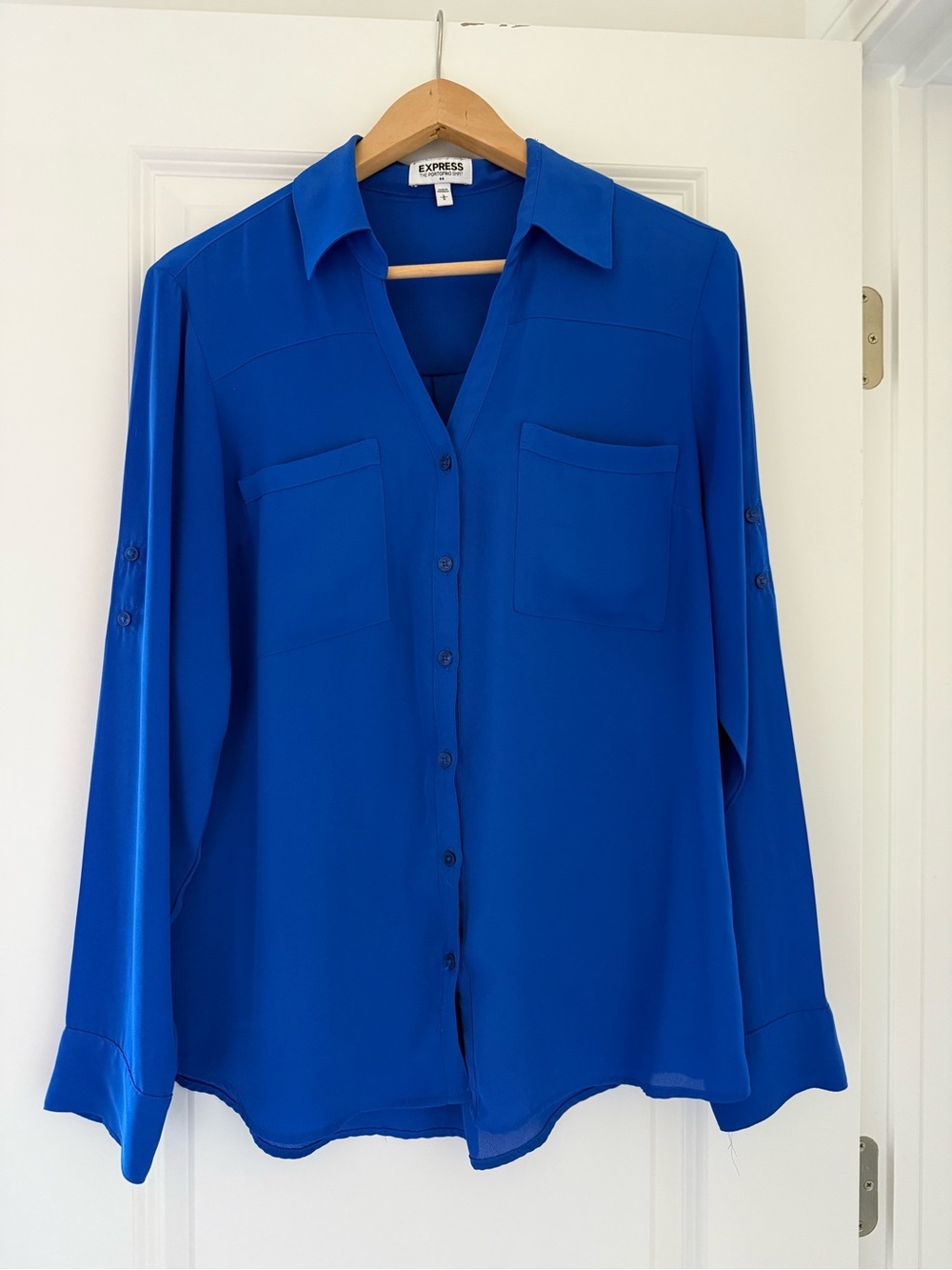 Express Women's Bright Cobalt Button-Down Shirt